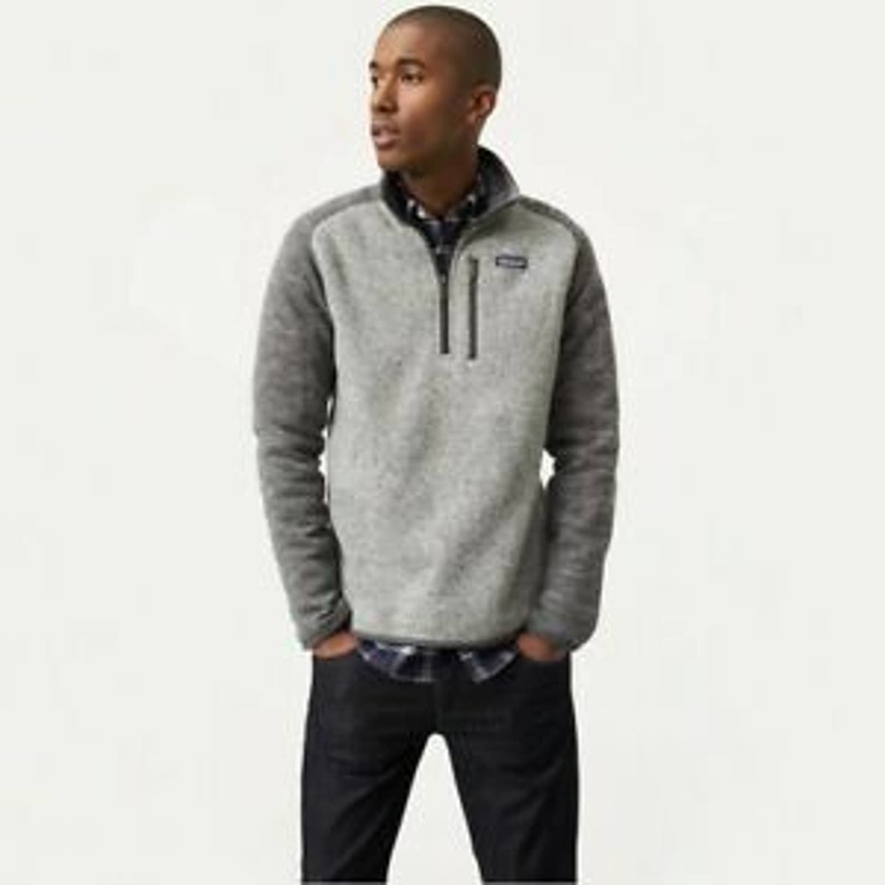 Patagonia Better Sweater Quarter Zip Fleece Nickel Forge Grey Sz L Two Tone